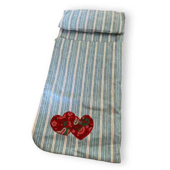American Handmade Sleeping Bag for 18 in Girl Doll Blue White Red Hearts‎ Zips - Picture 3 of 6